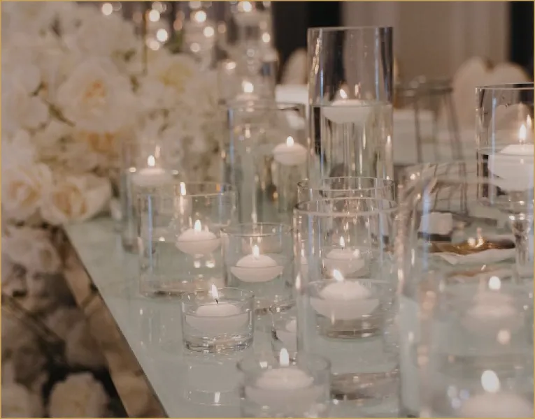Candle and floral table styling